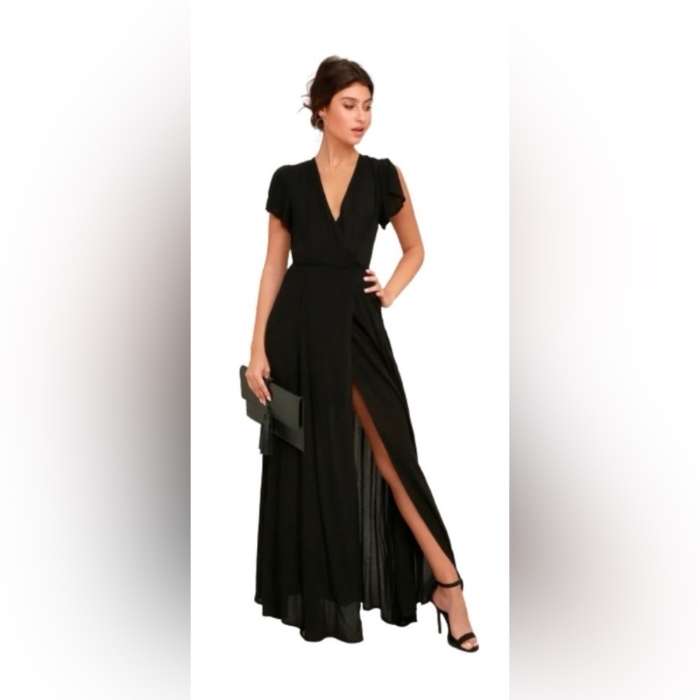 Lulu's NWT Heart of Marigold black wrap maxi dress - Picture 2 of 10